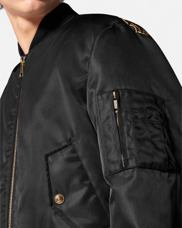 esso Versace uomini Bomber couture con logo oro nero JT08Z2417 vestiario