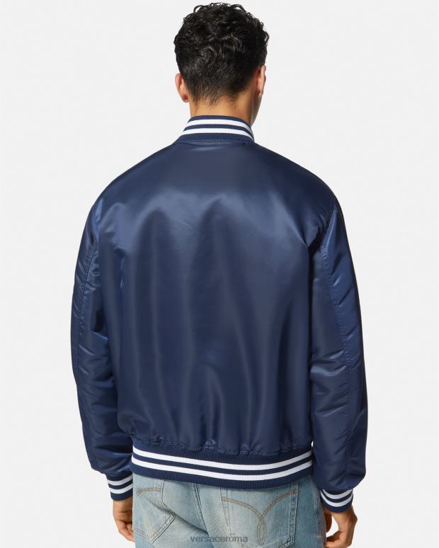 esso Versace uomini Bomber universitario in nylon blu JT08Z1230 vestiario