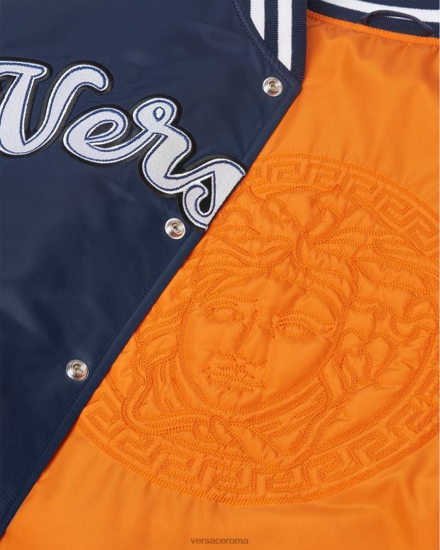 esso Versace uomini Bomber universitario in nylon blu JT08Z1230 vestiario