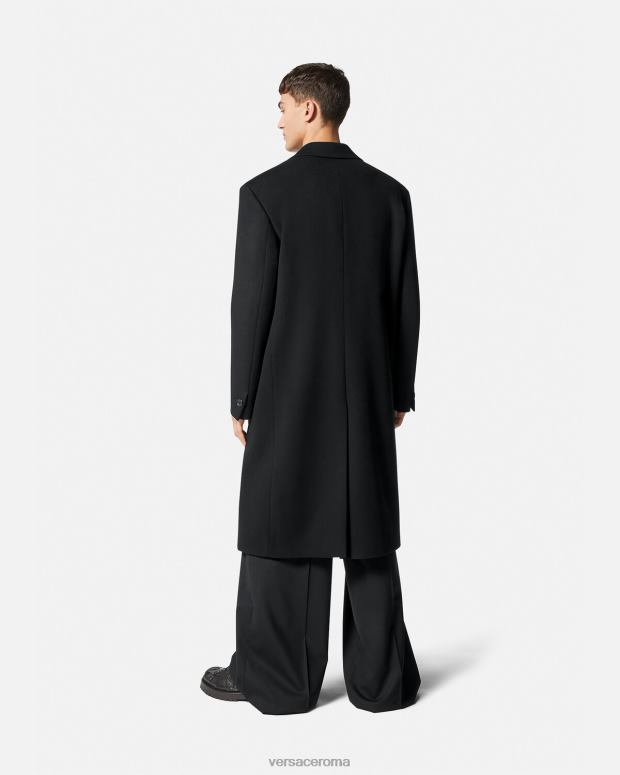 esso Versace uomini Cappotto monopetto in lana nero JT08Z1245 vestiario