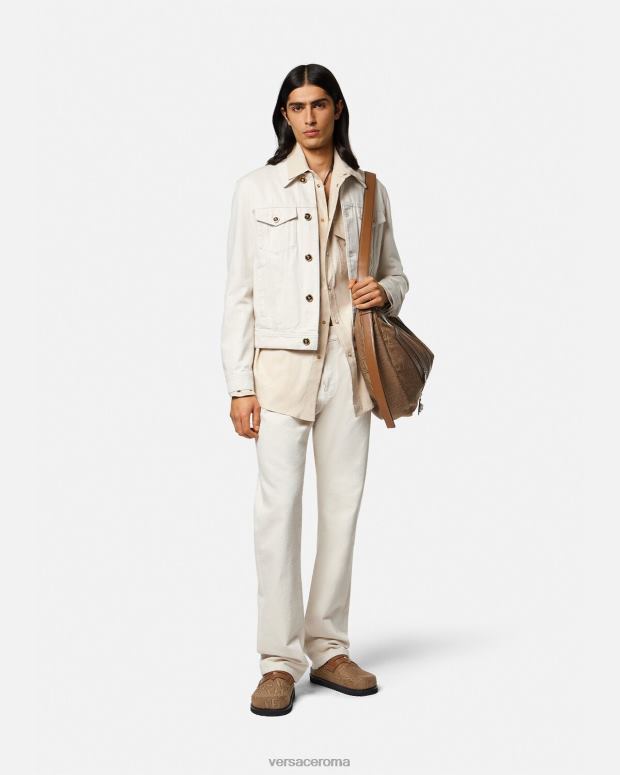 esso Versace uomini Giacca in denim Biggie con Medusa bianco JT08Z1222 vestiario