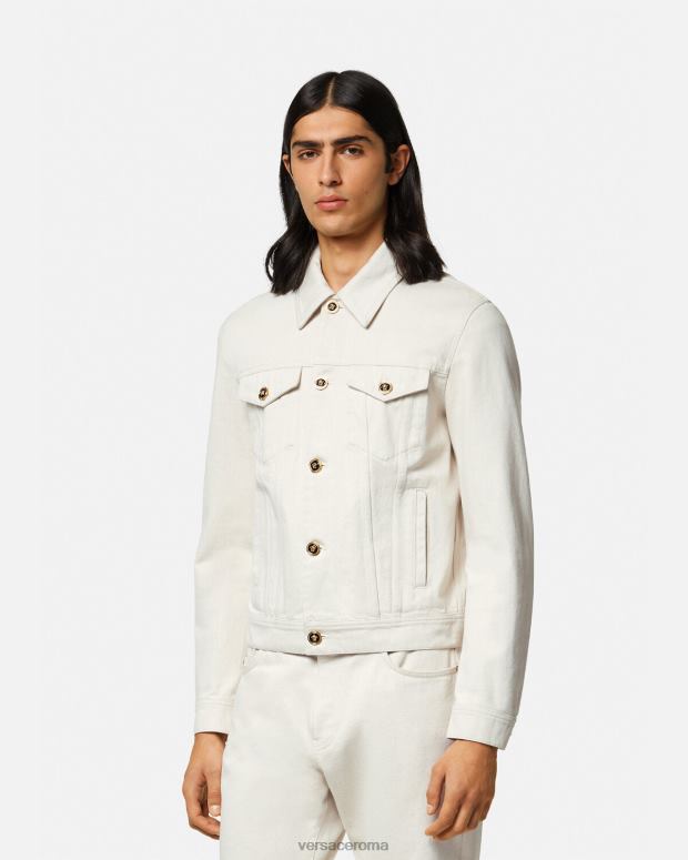 esso Versace uomini Giacca in denim Biggie con Medusa bianco JT08Z1222 vestiario