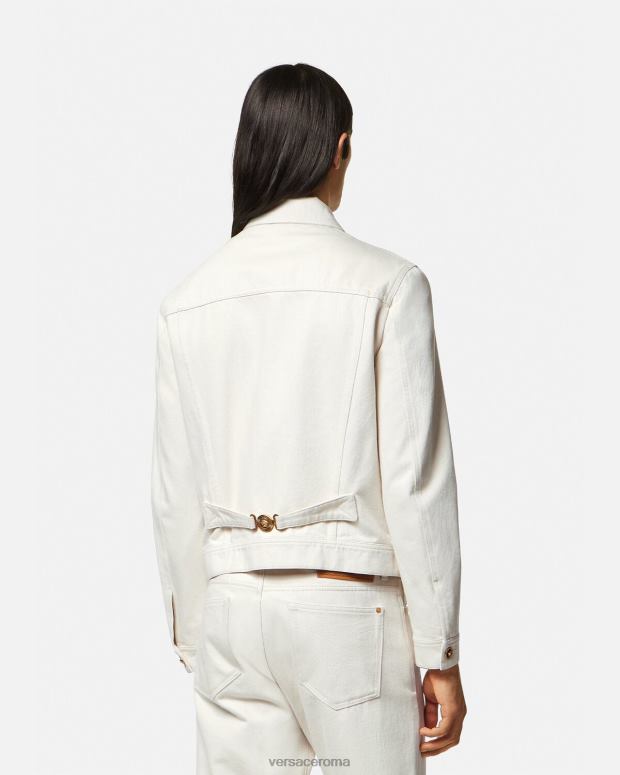 esso Versace uomini Giacca in denim Biggie con Medusa bianco JT08Z1222 vestiario
