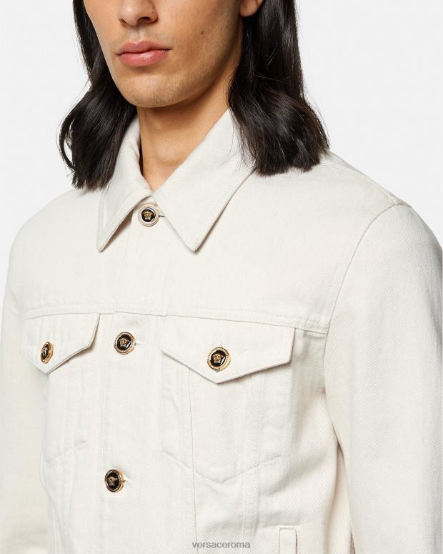 esso Versace uomini Giacca in denim Biggie con Medusa bianco JT08Z1222 vestiario
