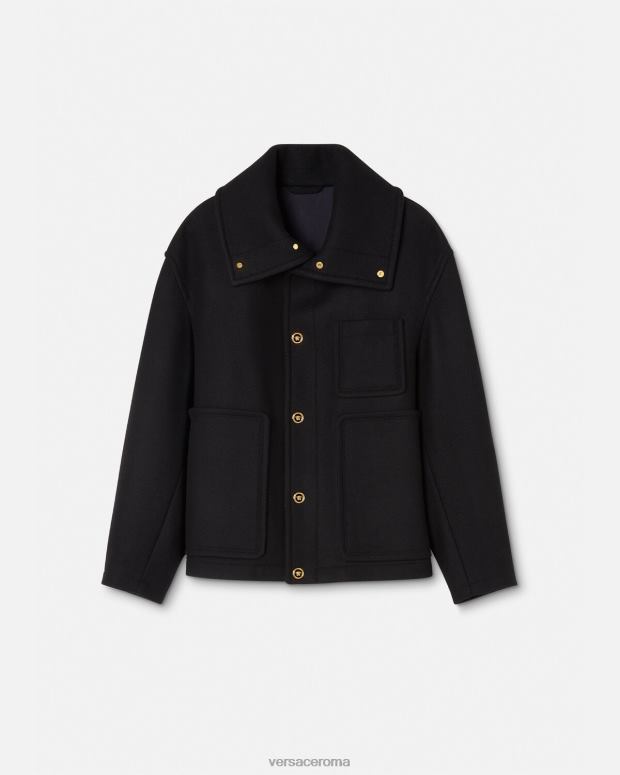 esso Versace uomini Giubbotto in blouson in lana con medusa nero JT08Z1251 vestiario