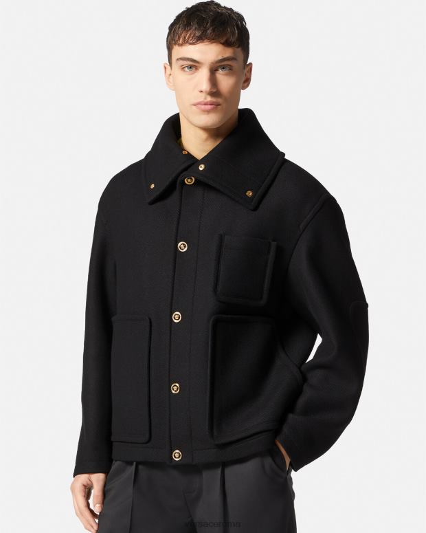 esso Versace uomini Giubbotto in blouson in lana con medusa nero JT08Z1251 vestiario