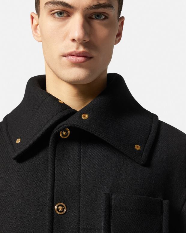 esso Versace uomini Giubbotto in blouson in lana con medusa nero JT08Z1251 vestiario