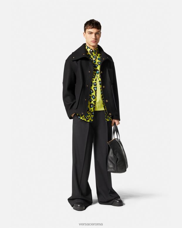 esso Versace uomini Giubbotto in blouson in lana con medusa nero JT08Z1251 vestiario
