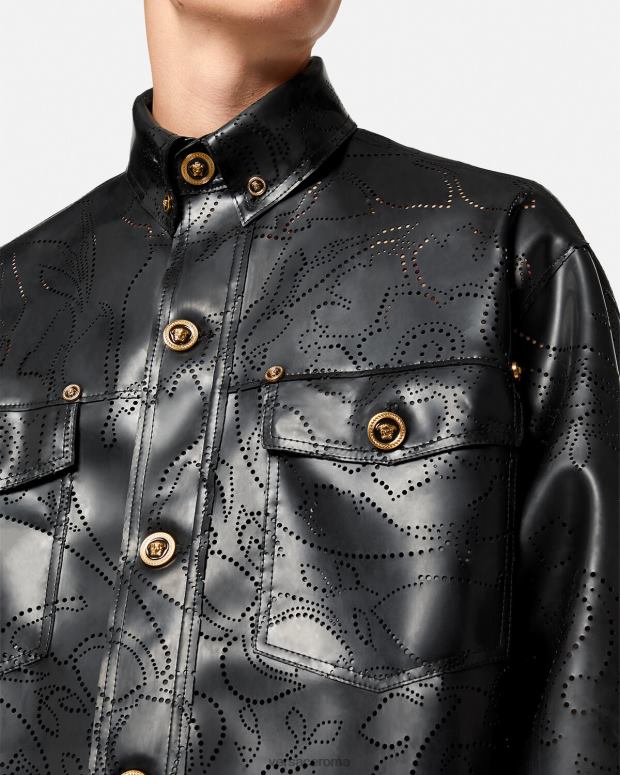 esso Versace uomini Sovracamicia barocca in lattice nero JT08Z1237 vestiario