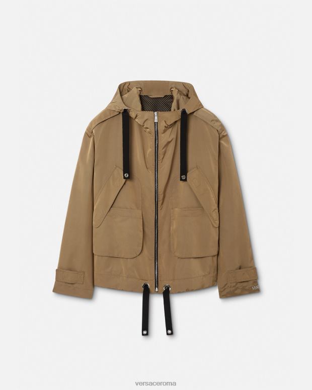 esso Versace uomini giacca a vento con logo beige JT08Z1231 vestiario
