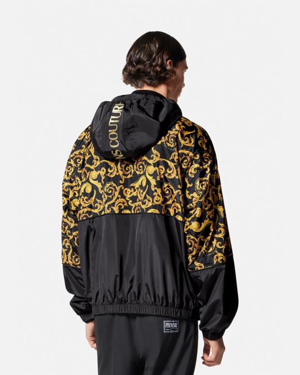 esso Versace uomini giacca con cappuccio sketch couture oro nero JT08Z2380 vestiario