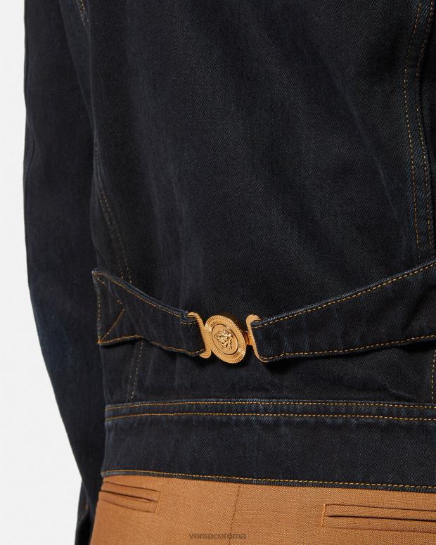 esso Versace uomini giacca di jeans con medusa nero JT08Z1252 vestiario
