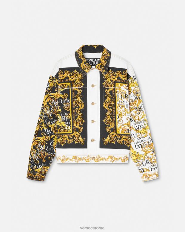 esso Versace uomini giacca di jeans couture con logo oro e bianco JT08Z2416 vestiario