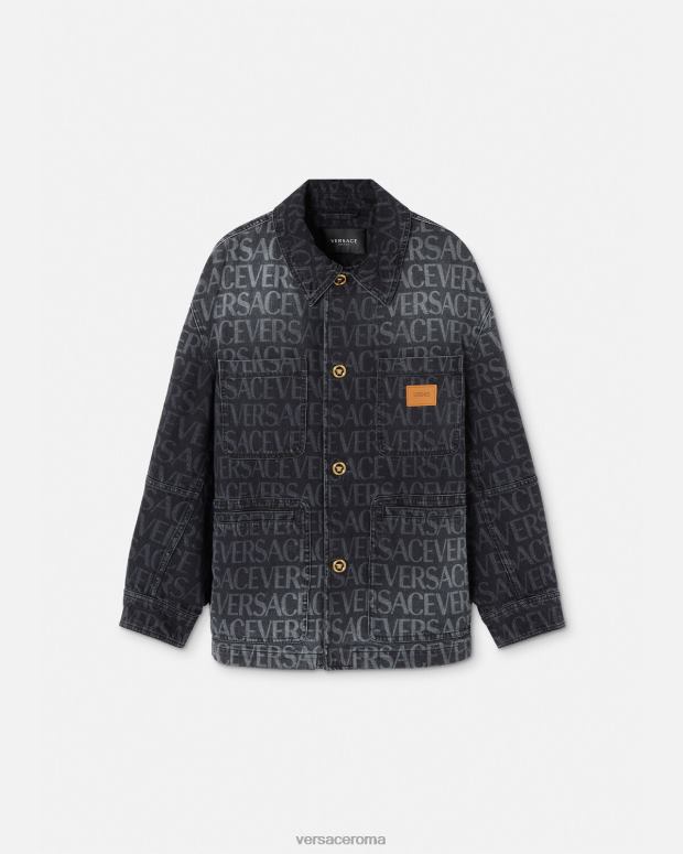 esso Versace uomini giacca di jeans integrale nero e stampa JT08Z1224 vestiario
