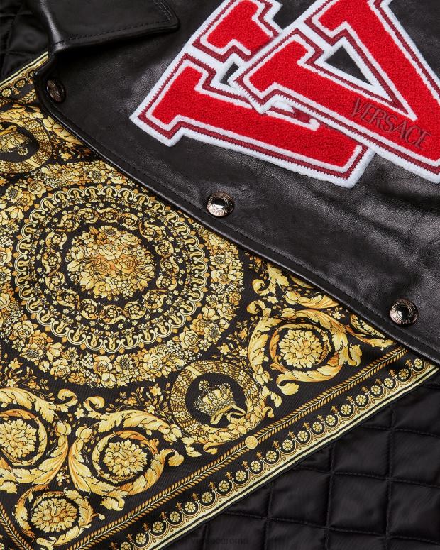 esso Versace uomini giacca di pelle universitaria nero JT08Z1258 vestiario