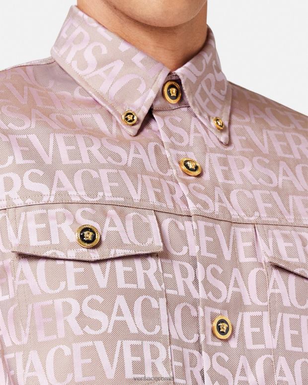 esso Versace uomini sovracamicia integrale rosa e stampa JT08Z1218 vestiario