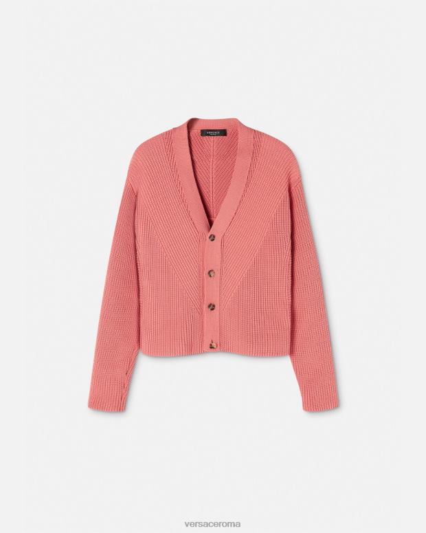 esso Versace uomini Cardigan in maglia con intarsio rosa JT08Z1334 vestiario