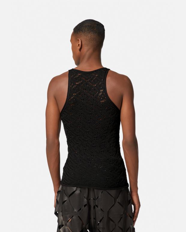 esso Versace uomini canotta la greca in maglia di pizzo nero JT08Z1340 vestiario