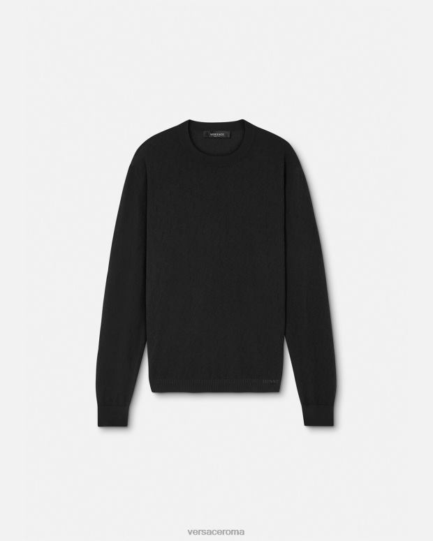 esso Versace uomini maglione la greca in misto seta nero JT08Z1332 vestiario
