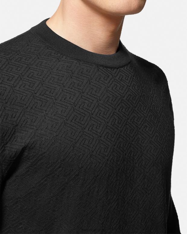 esso Versace uomini maglione la greca in misto seta nero JT08Z1332 vestiario