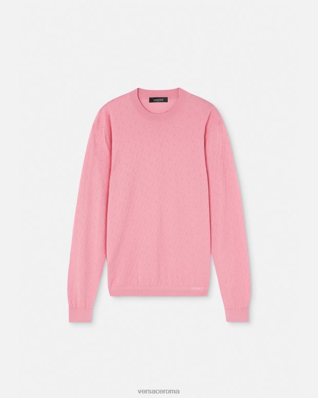 esso Versace uomini maglione la greca in misto seta rosa JT08Z1327 vestiario