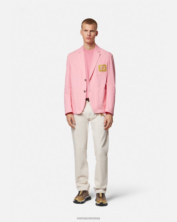 esso Versace uomini maglione la greca in misto seta rosa JT08Z1327 vestiario