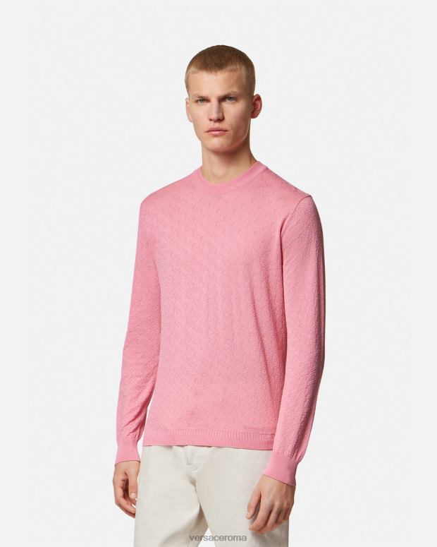 esso Versace uomini maglione la greca in misto seta rosa JT08Z1327 vestiario