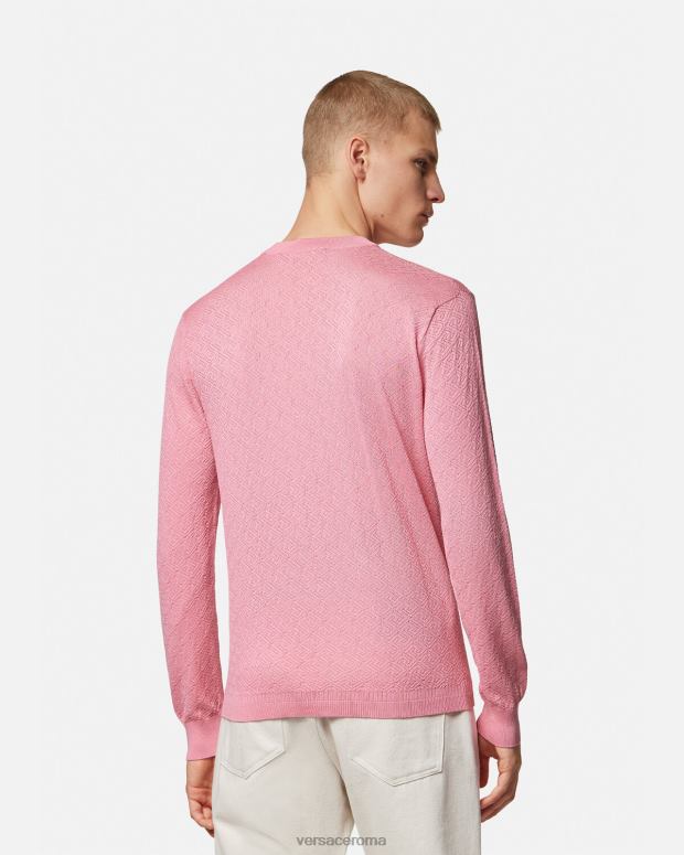 esso Versace uomini maglione la greca in misto seta rosa JT08Z1327 vestiario