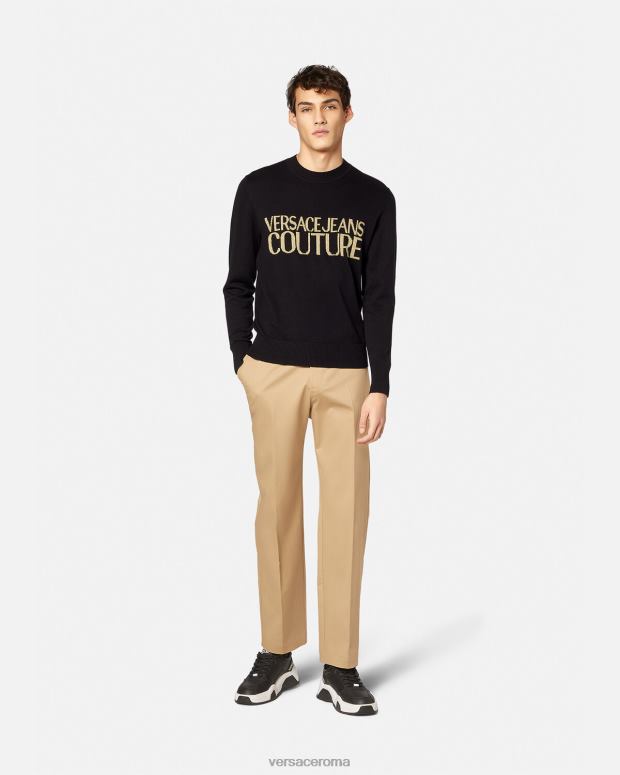 esso Versace uomini maglione lavorato a maglia con logo nero e stampa JT08Z2421 vestiario