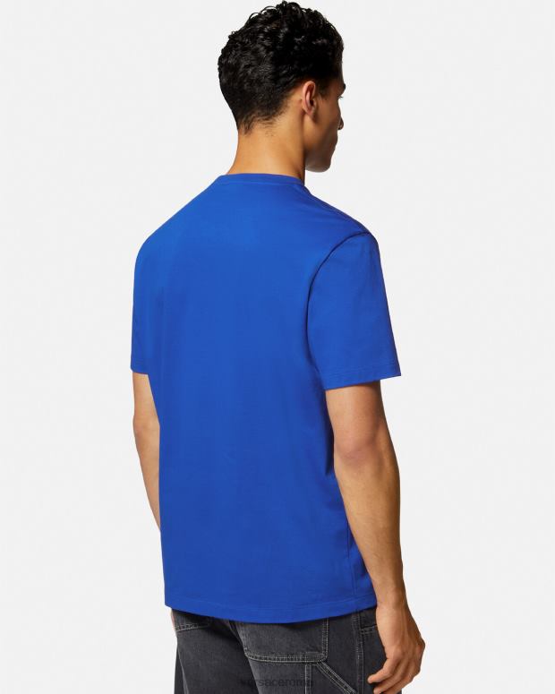 esso Versace uomini T-shirt con grafica Medusa blu JT08Z1411 vestiario