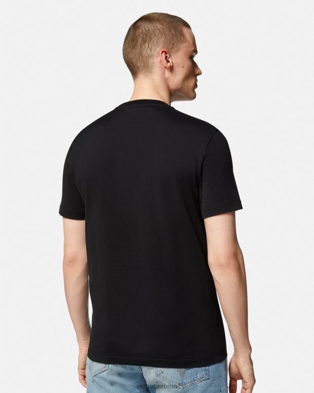 esso Versace uomini T-shirt con logo la greca nero JT08Z1409 vestiario