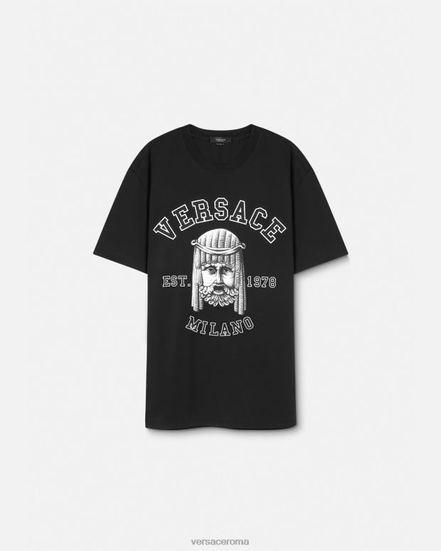 esso Versace uomini T-shirt con logo la maschera nero JT08Z1385 vestiario
