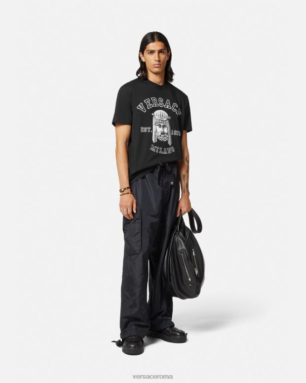 esso Versace uomini T-shirt con logo la maschera nero JT08Z1385 vestiario