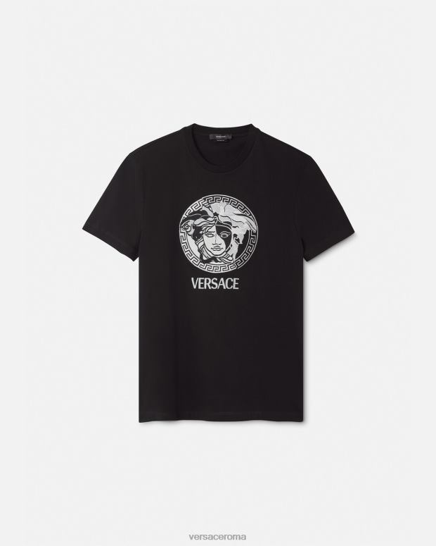 esso Versace uomini T-shirt con logo medusa nero JT08Z1397 vestiario