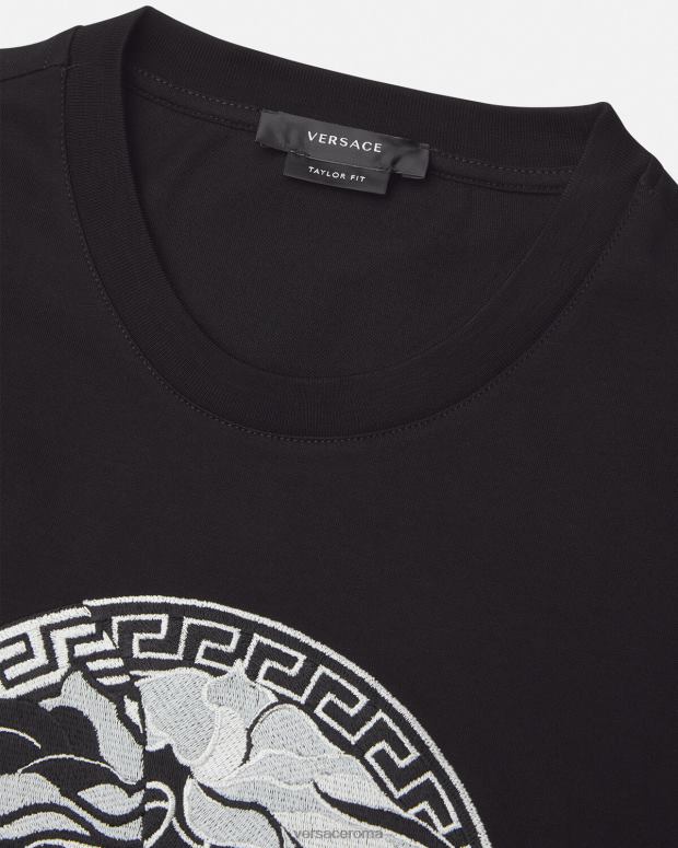 esso Versace uomini T-shirt con logo medusa nero JT08Z1397 vestiario