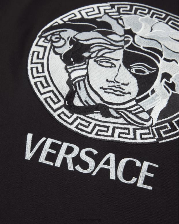 esso Versace uomini T-shirt con logo medusa nero JT08Z1397 vestiario