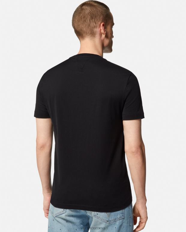 esso Versace uomini T-shirt con logo varsity in cristalli nero JT08Z1406 vestiario