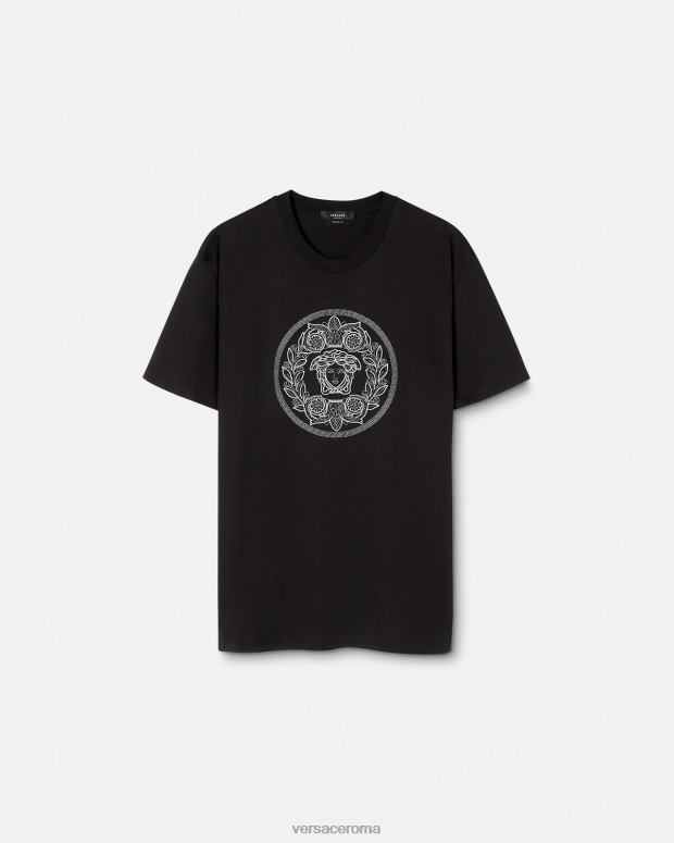 esso Versace uomini T-shirt con medusa ricamata nero JT08Z1396 vestiario
