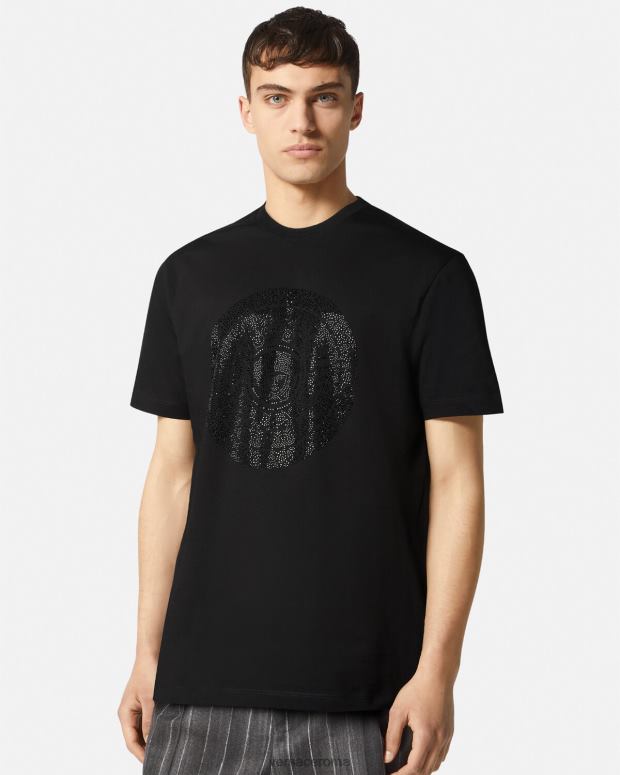 esso Versace uomini T-shirt silhouette barocca nero JT08Z1378 vestiario