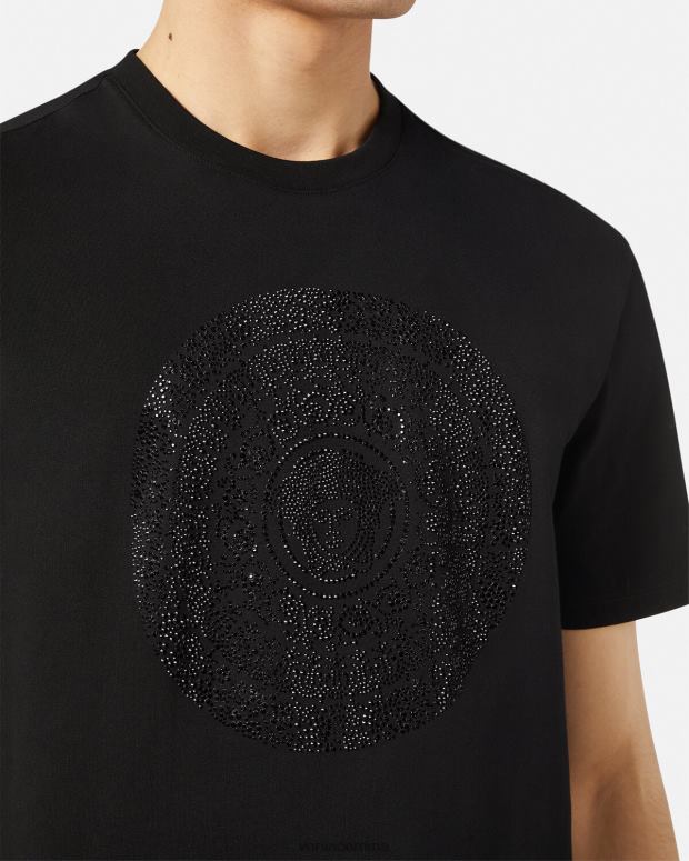 esso Versace uomini T-shirt silhouette barocca nero JT08Z1378 vestiario