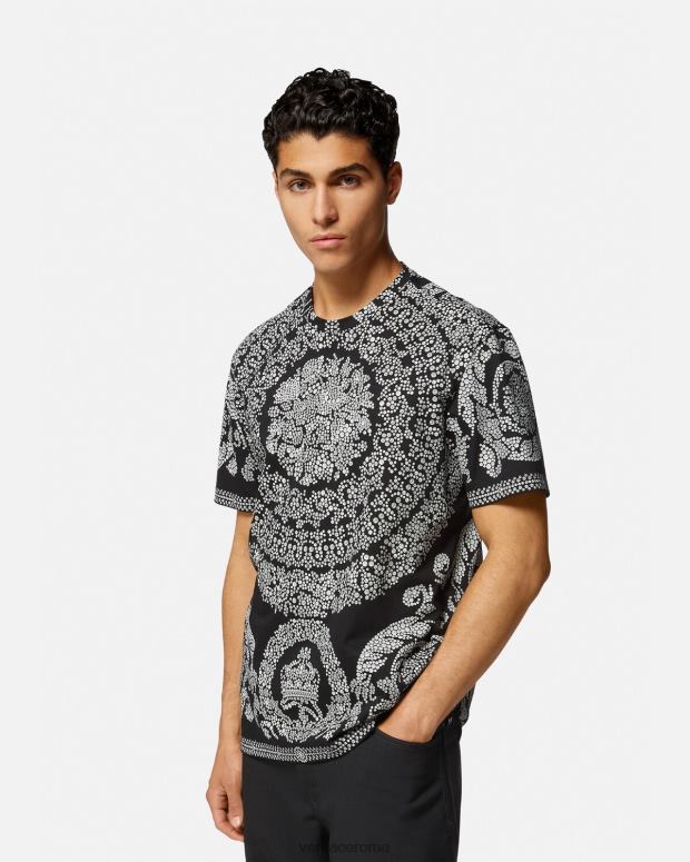 esso Versace uomini T-shirt silhouette barocca nero JT08Z1392 vestiario
