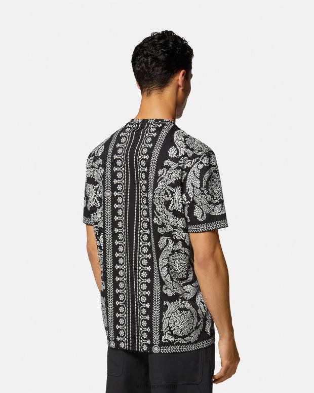 esso Versace uomini T-shirt silhouette barocca nero JT08Z1392 vestiario