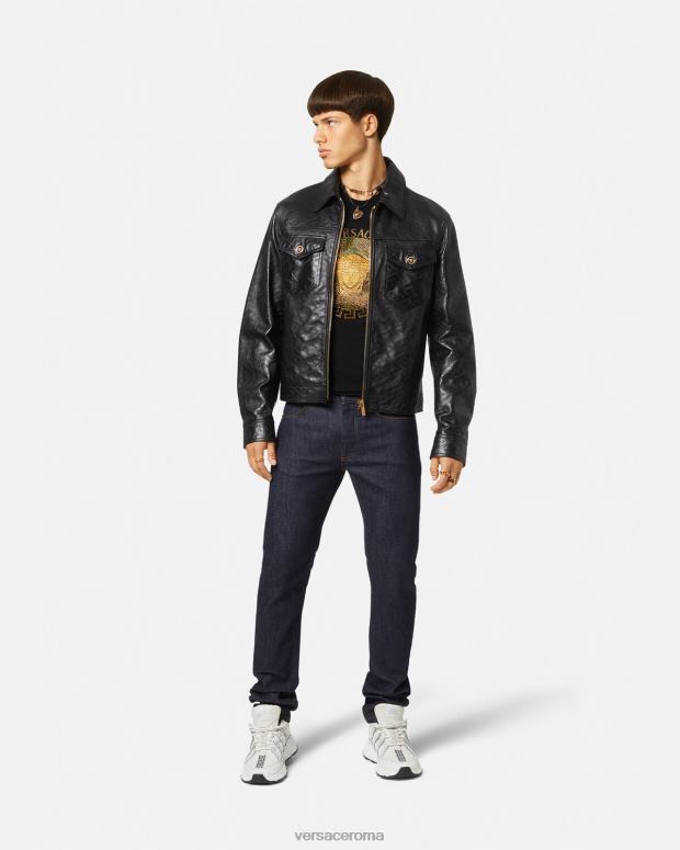 esso Versace uomini maglietta con cristalli medusa nero JT08Z1374 vestiario