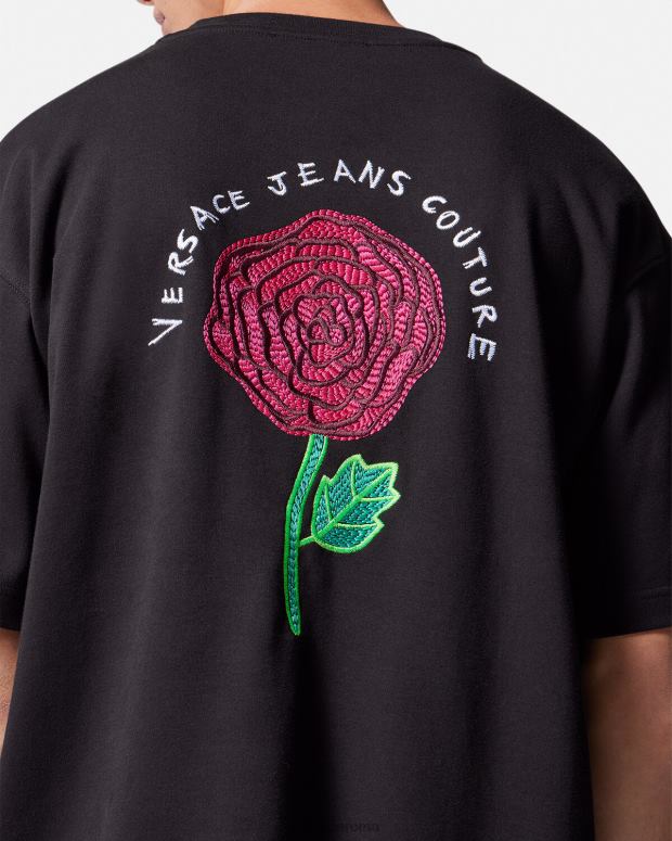 esso Versace uomini maglietta con logo di rose nero JT08Z2372 vestiario