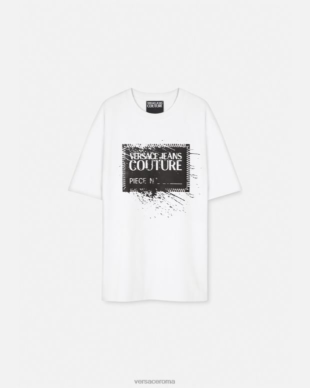 esso Versace uomini maglietta con logo numero pezzo bianco JT08Z2392 vestiario