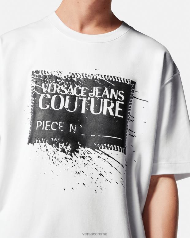 esso Versace uomini maglietta con logo numero pezzo bianco JT08Z2392 vestiario