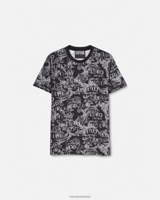 esso Versace uomini maglietta couture con logo nero e stampa JT08Z2385 vestiario