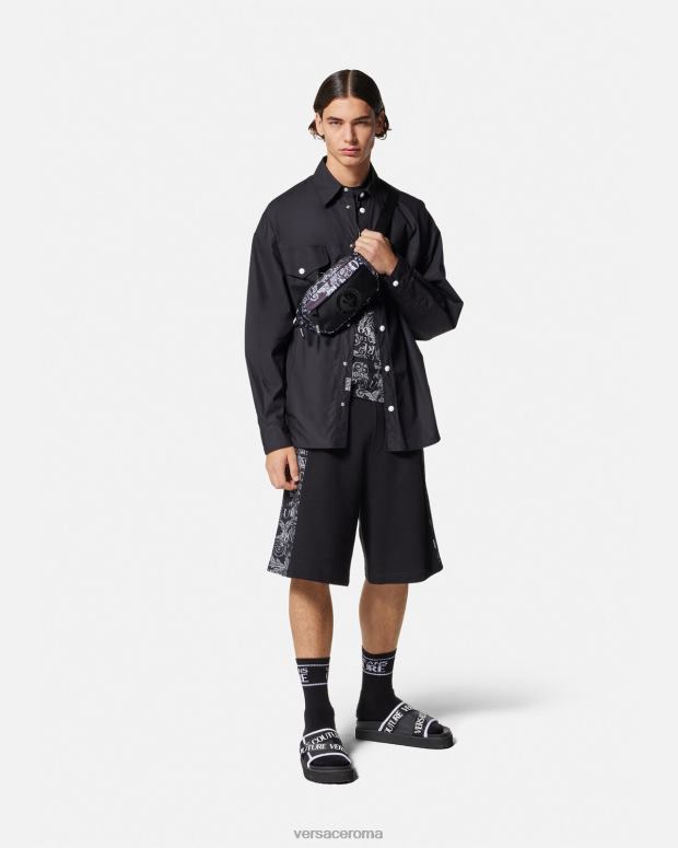esso Versace uomini maglietta couture con logo nero e stampa JT08Z2385 vestiario