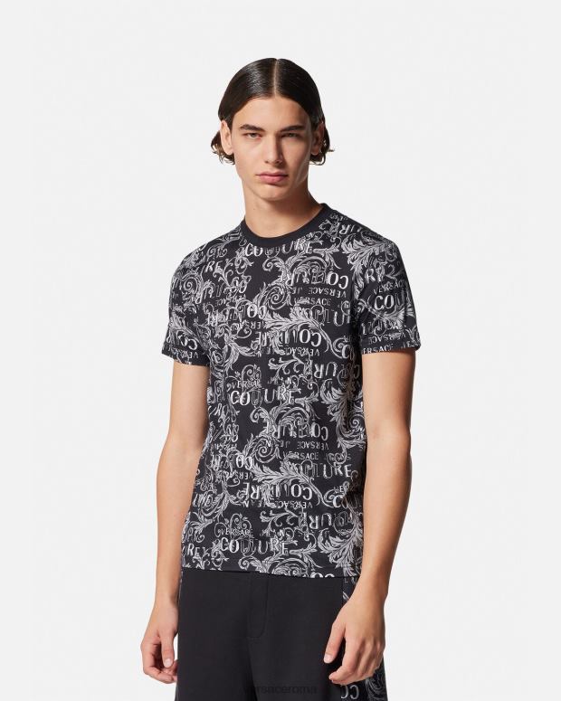 esso Versace uomini maglietta couture con logo nero e stampa JT08Z2385 vestiario