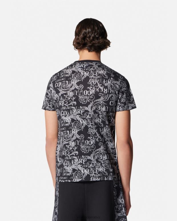 esso Versace uomini maglietta couture con logo nero e stampa JT08Z2385 vestiario